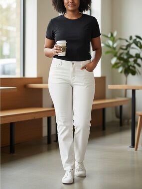 Sejour brand, Cotton blend casual pants, white cropped style sz 14W (Nordstrom)